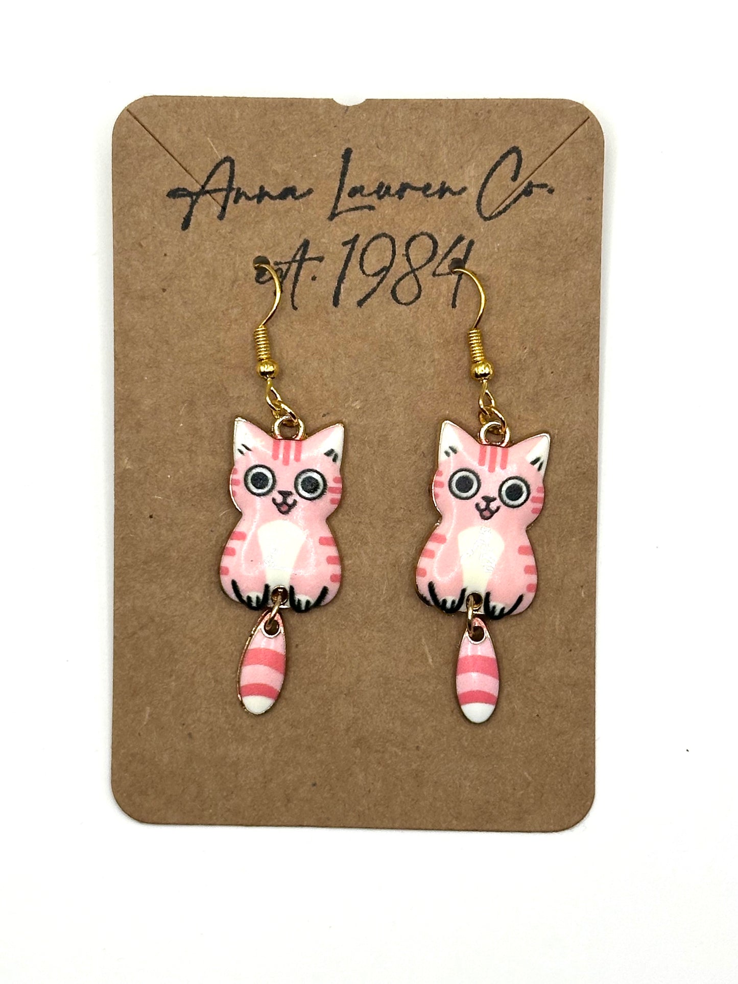 Pink kitty earrings