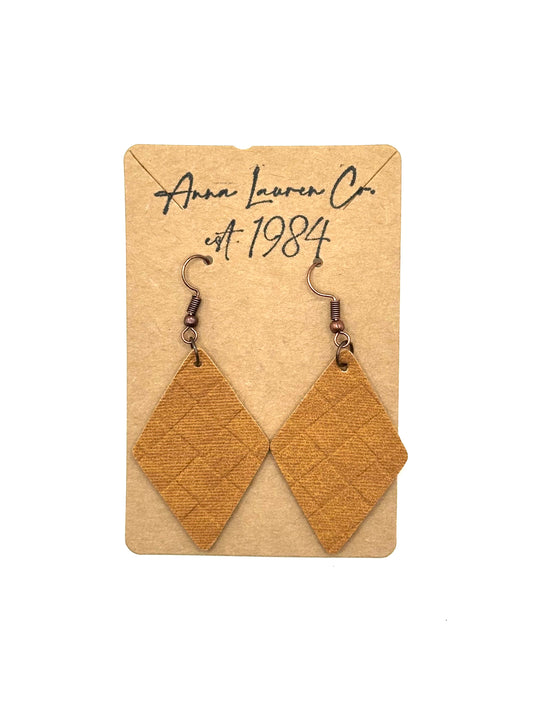 Fabric diamond shaped earrings