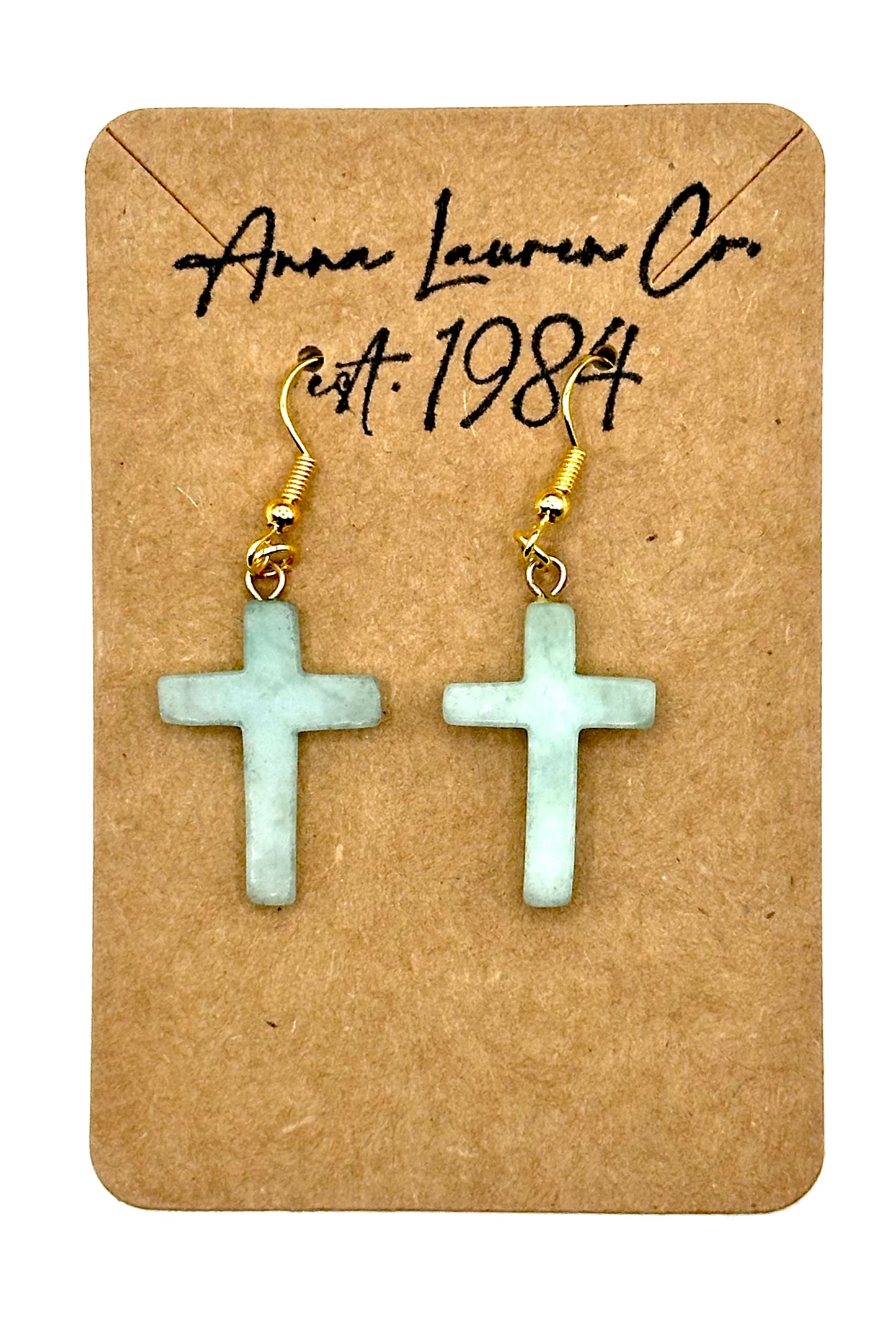 Green Adventurine Cross Earrings