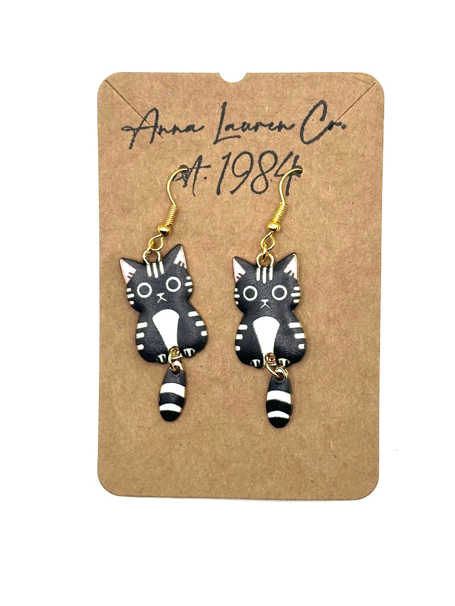 Black and white kitty earrings
