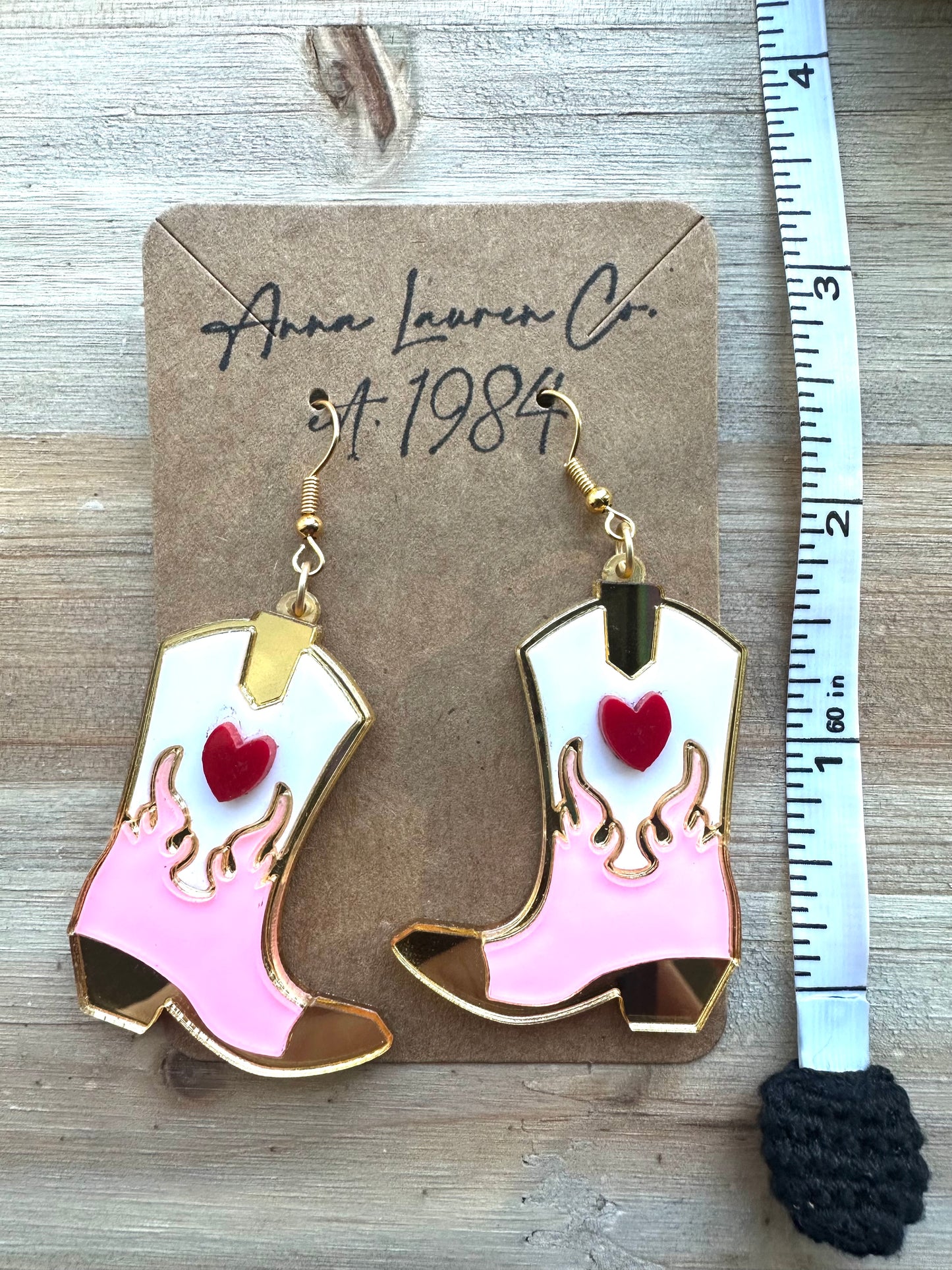 Heart Flame Boot Earrings