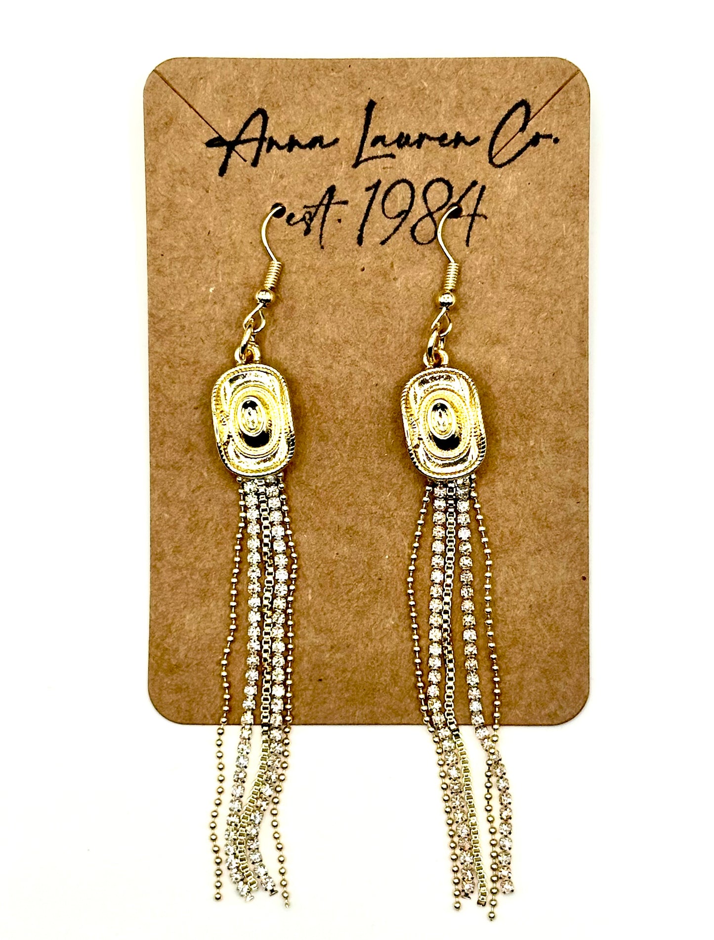 Gold Cowboy Hat Dangling Earrings