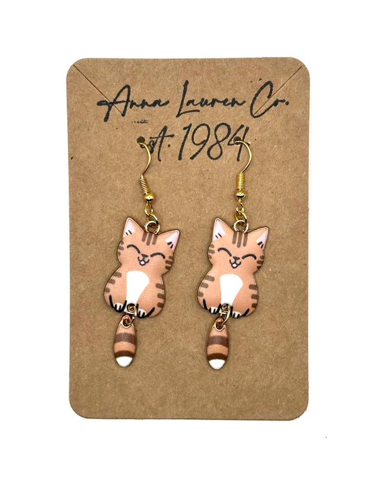 Brown kitty earrings