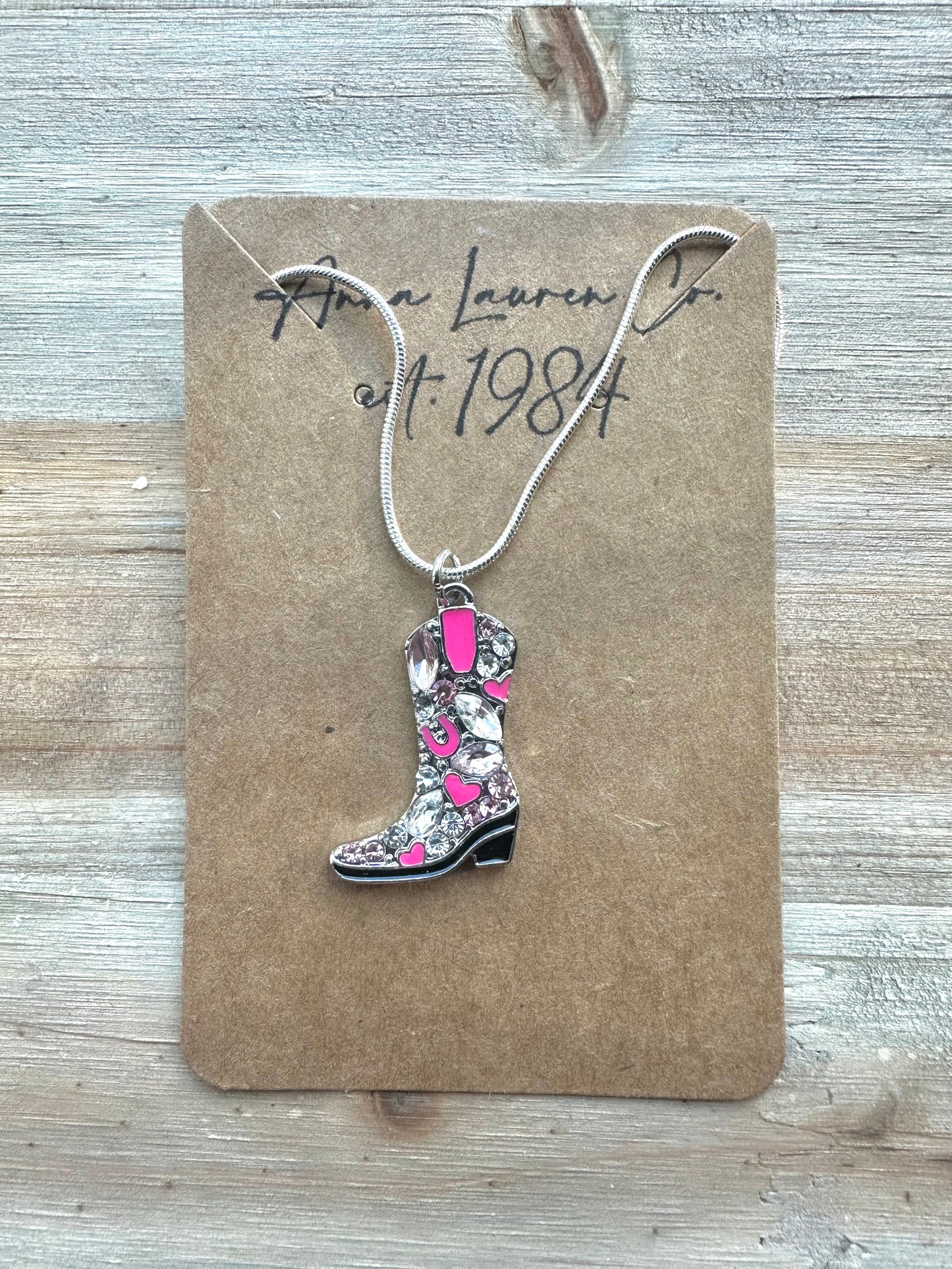 Rhinestone Cowgirl Boot Necklace