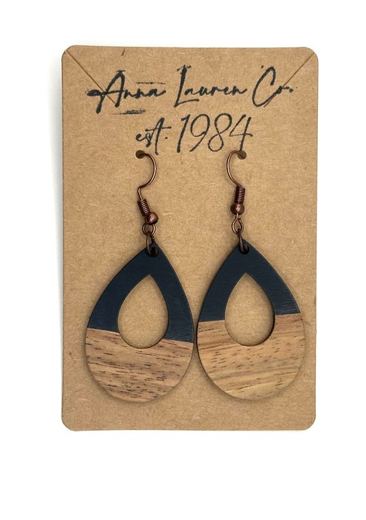 Resin and Walnut wood earrings