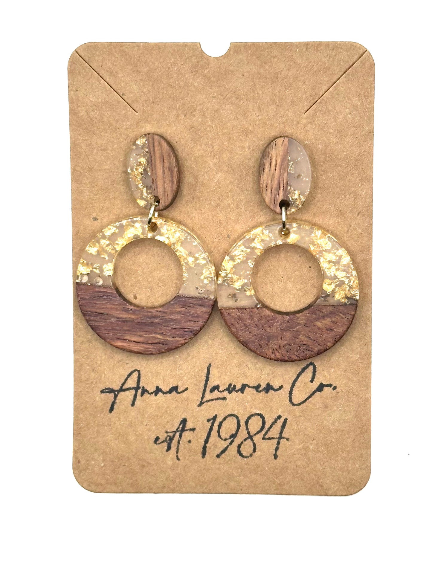 Gold flake and walnut wood studs