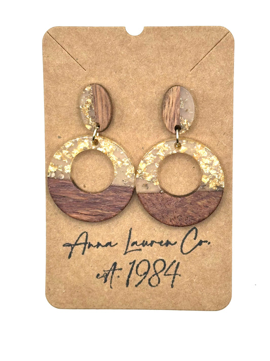 Gold flake and walnut wood studs