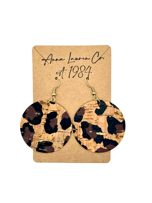 Cheetah cork earrings