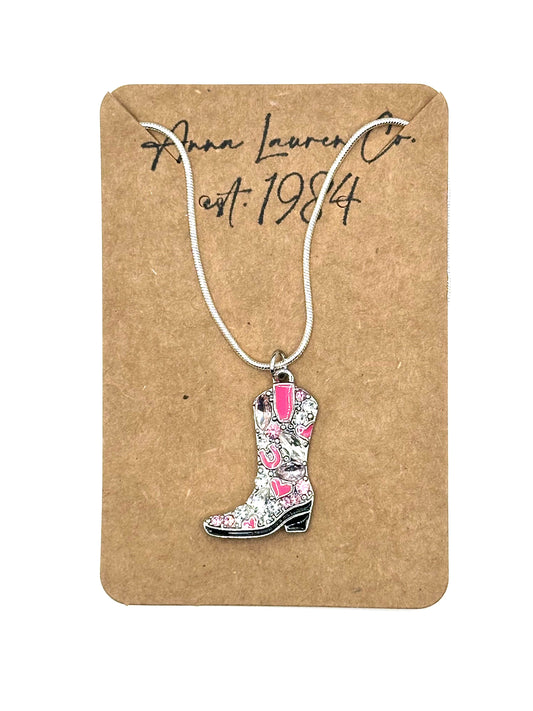 Rhinestone Cowgirl Boot Necklace