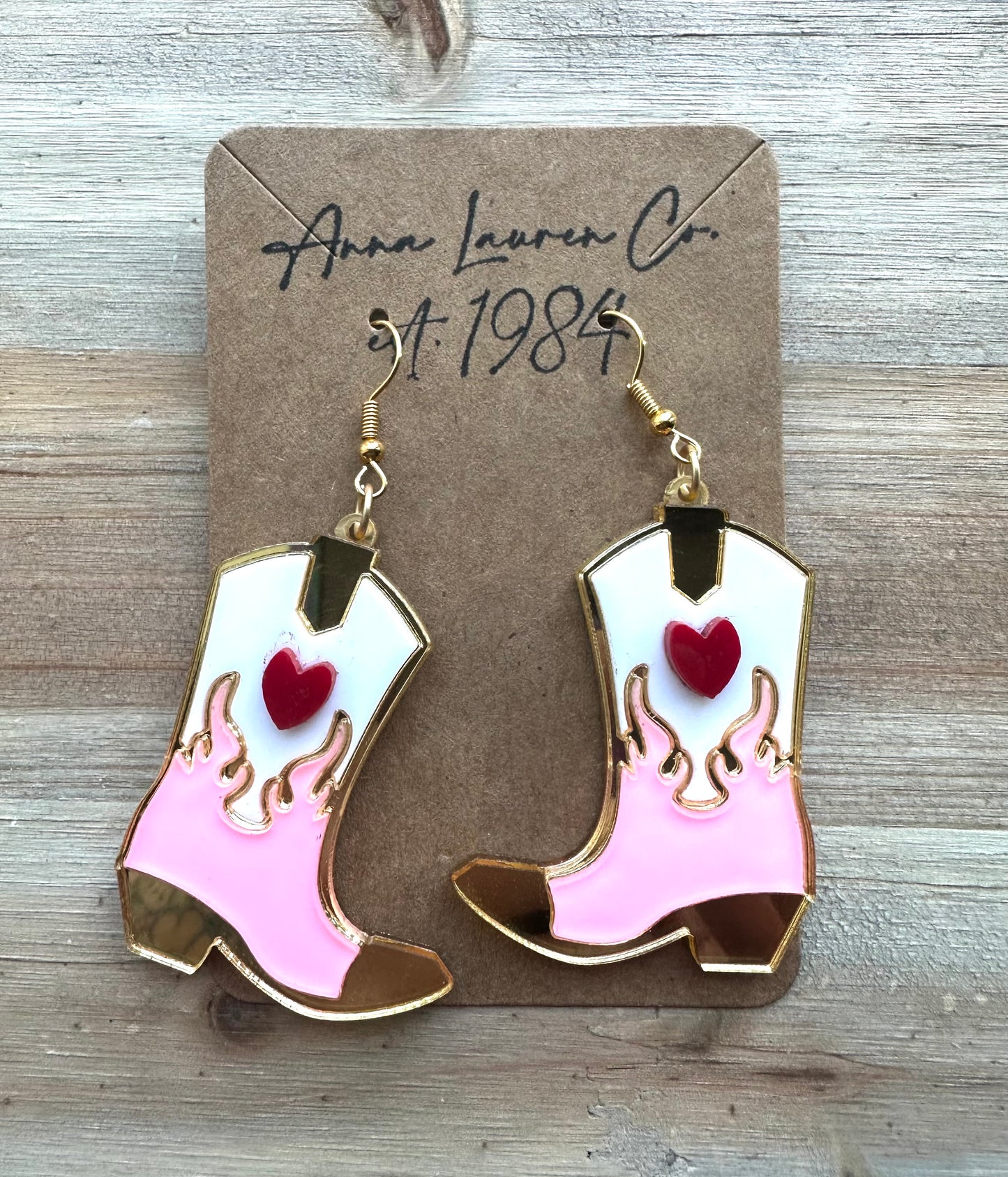 Heart Flame Boot Earrings